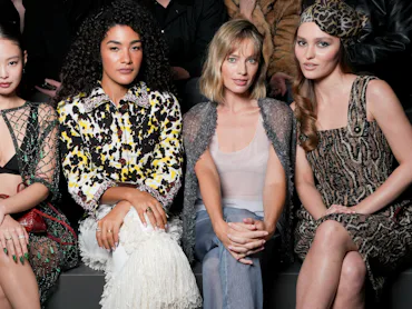 Jennie Kim, Olivia Dean, Margot Robbie and Lily-Rose Depp at the Chanel fashion show as part of Pari...