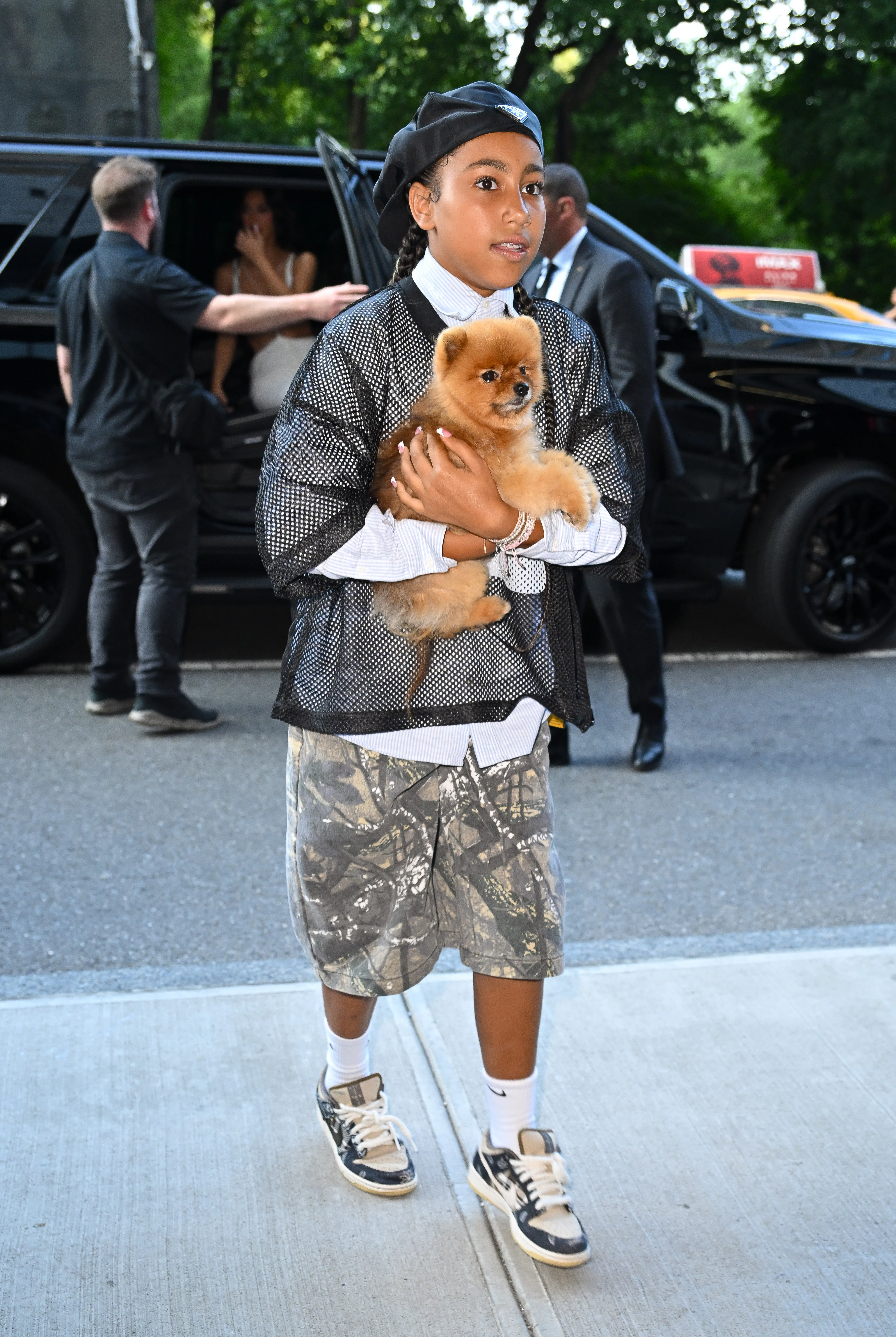 NEW YORK, NEW YORK - AUGUST 14: Kim Kardashian and North West are seen in Midtown Manhattan on Augus...
