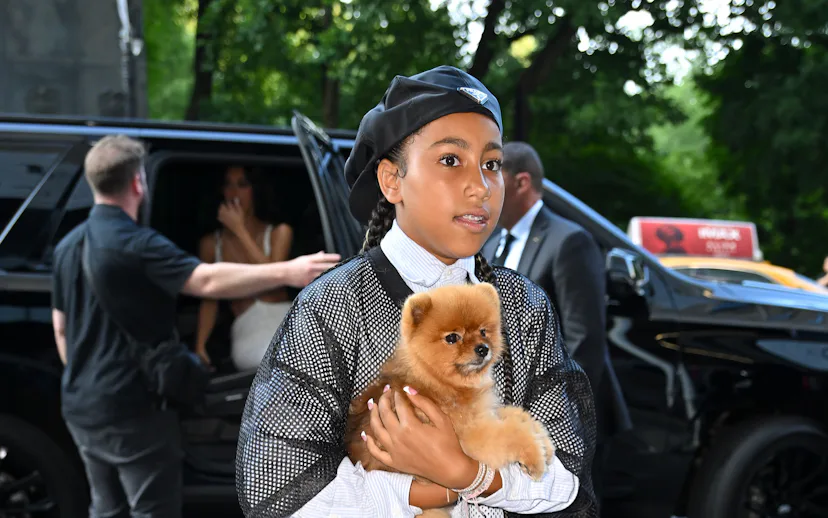NEW YORK, NEW YORK - AUGUST 14: Kim Kardashian and North West are seen in Midtown Manhattan on Augus...