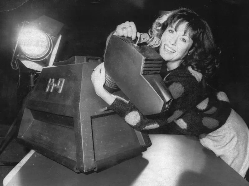 K9, the robotic dog in the BBC science fiction television series Doctor Who with Elisabeth Sladen wh...