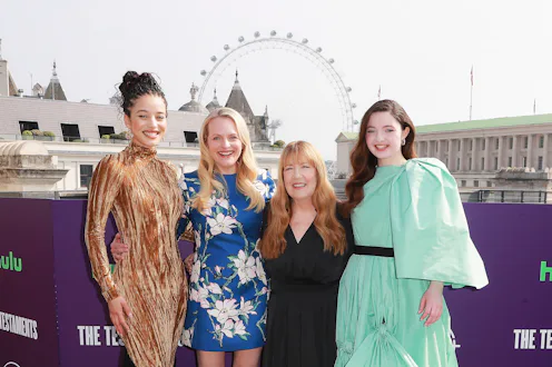 LONDON, ENGLAND - MARCH 23: (L to R) Chase Infiniti, Elisabeth Moss, Ann Dowd and Lucy Halliday atte...