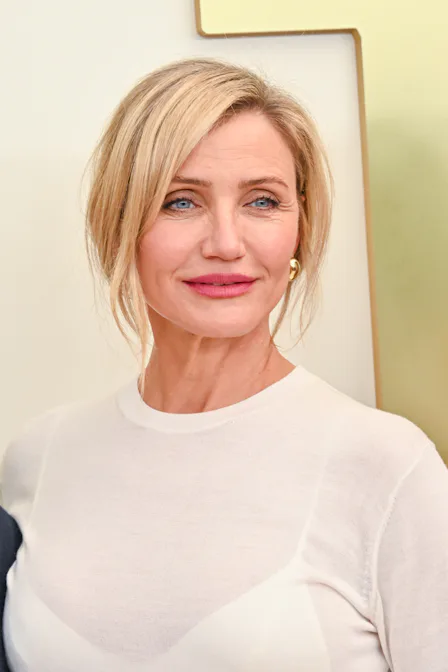 Cameron Diaz wearing a soft pink lip