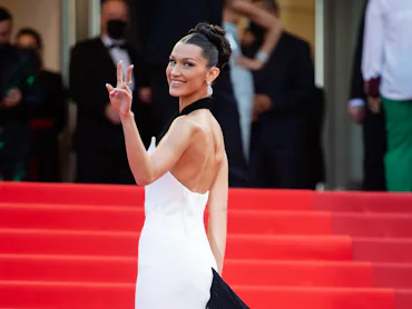 CANNES, FRANCE - JULY 06: Bella Hadid attends the "Annette" screening and opening ceremony during th...