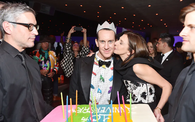 BEVERLY HILLS, CA - NOVEMBER 05: Designer Jeremy Scott and Longchamp Artistic Director Sophie Delaf...