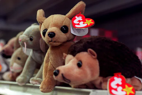 Beanie Babies sit on the shelf of a variety store waiting for a new owner 01 September 1999 in Washi...
