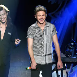 LOS ANGELES, CA - DECEMBER 04: Recording artists Harry Styles (L) and Niall Horan of One Direction ...