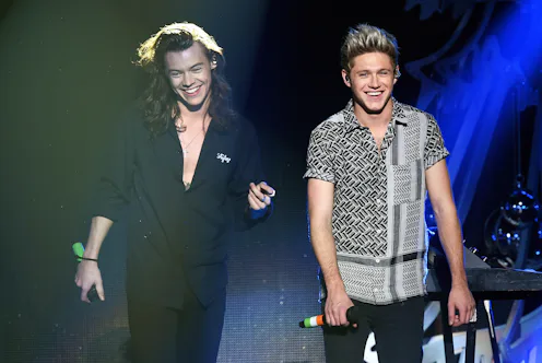 LOS ANGELES, CA - DECEMBER 04: Recording artists Harry Styles (L) and Niall Horan of One Direction ...