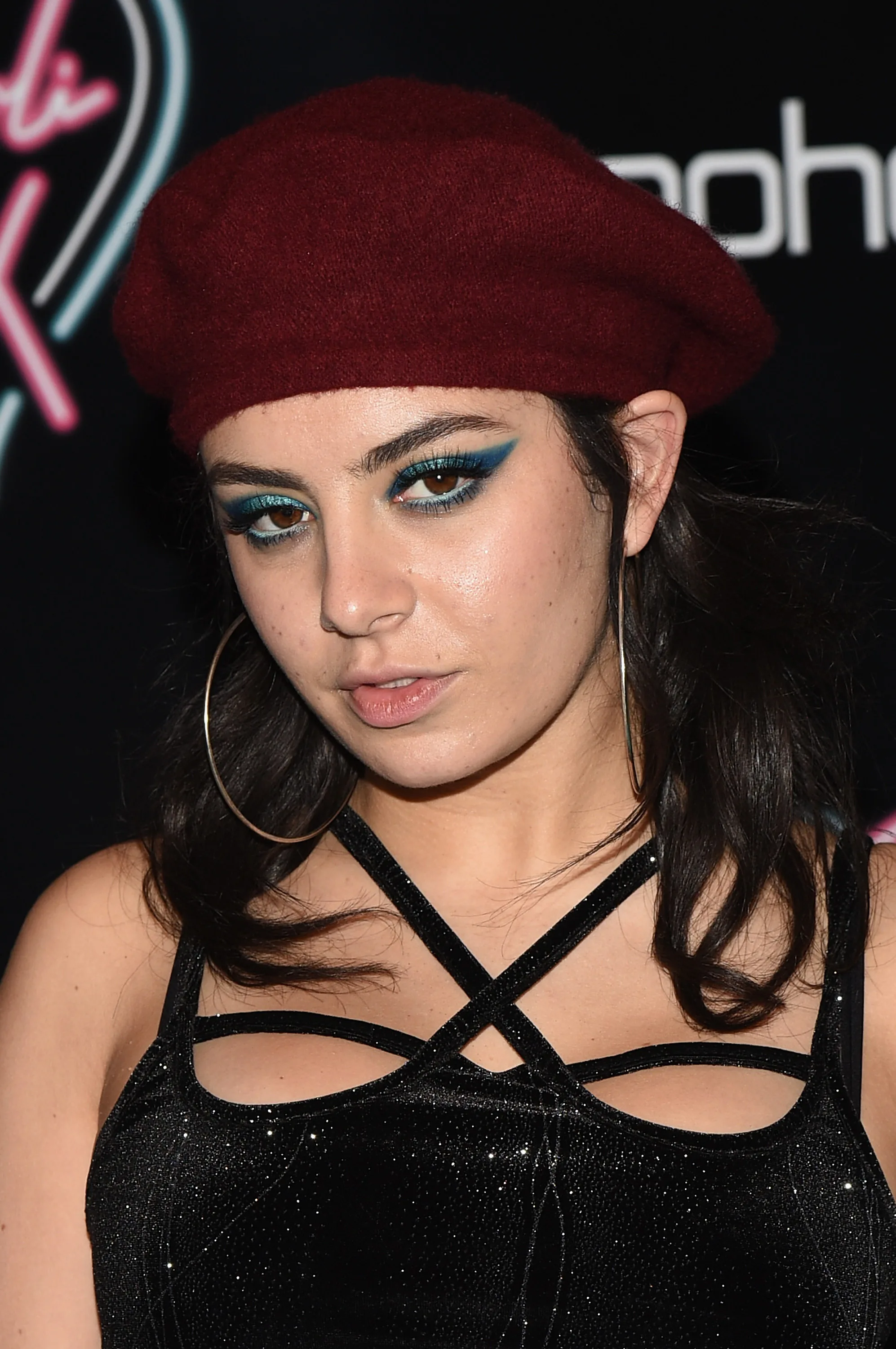 Charli XCX with graphic blue eyeliner 
