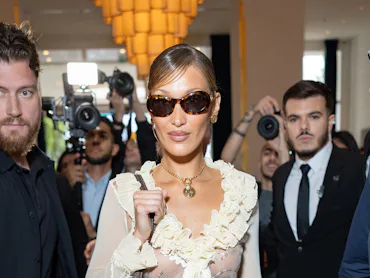 CANNES, FRANCE - MAY 18: Bella Hadid is seen at the Hotel Martinez during the 79th annual Cannes Fil...