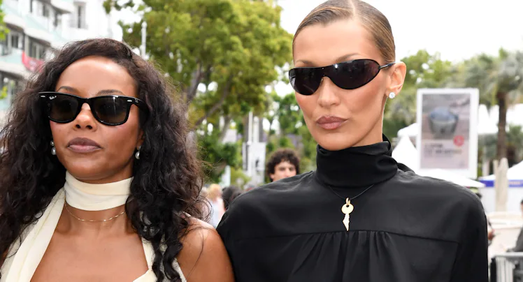 CANNES, FRANCE - MAY 19: Bella Hadid and guest (R) seen during the 79th annual Cannes Film Festival ...
