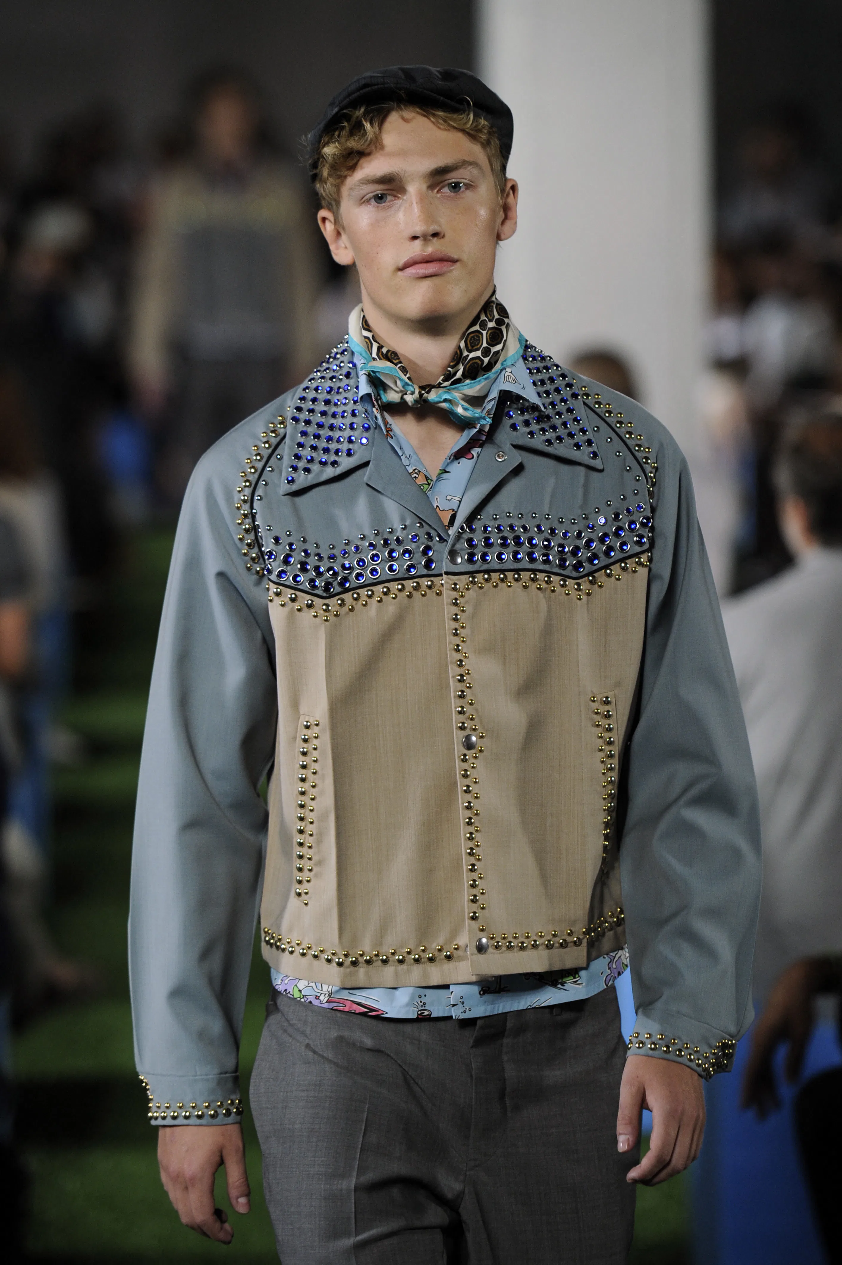 A model displays a creation as part of Prada Spring-Summer 2012 Menswear collection on June 19, 2011...