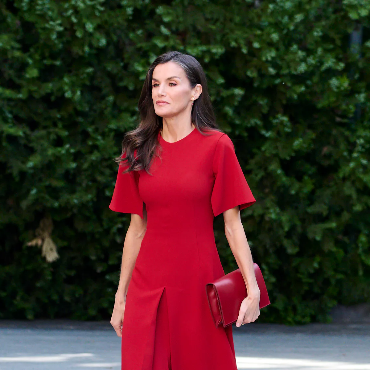 queen letizia of spain red dress High heels, red dress for Queen Letizia as she met with the Spanish Paralympic team today