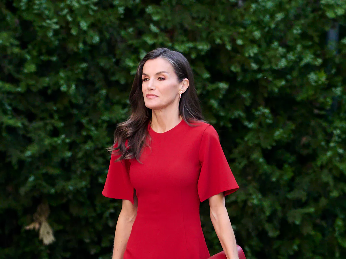 queen letizia red dress The 2nd Skin Co. Asymmetrical Midi Dress in Red - Queen Letizia Dresses