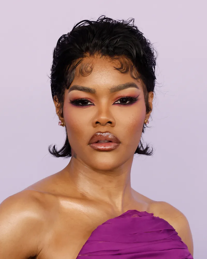 Teyana Taylor at the 2026 AMAs with her hair swept off of her face