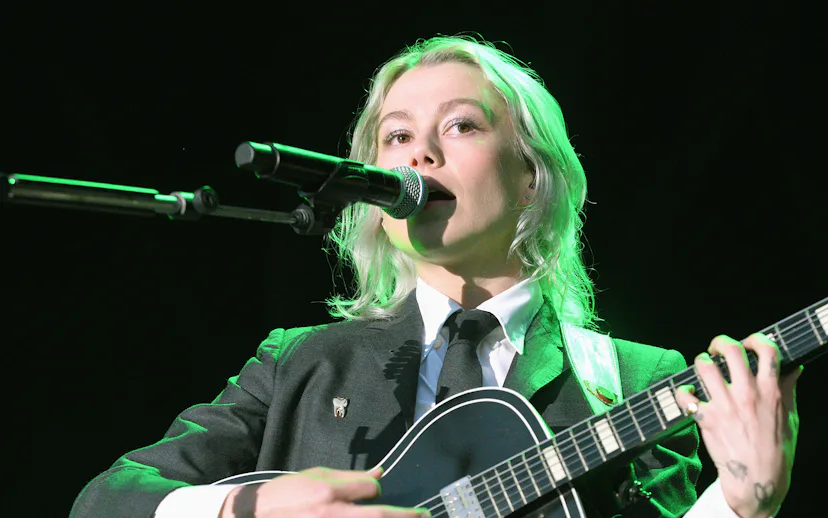 LONDON, ENGLAND - AUGUST 20: Phoebe Bridgers of boygenius performs on stage at Gunnersbury Park on A...