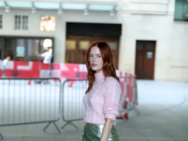 LONDON, ENGLAND - MAY 26: Ellie Bamber is seen arriving at The One Show on May 26, 2026 in London, E...