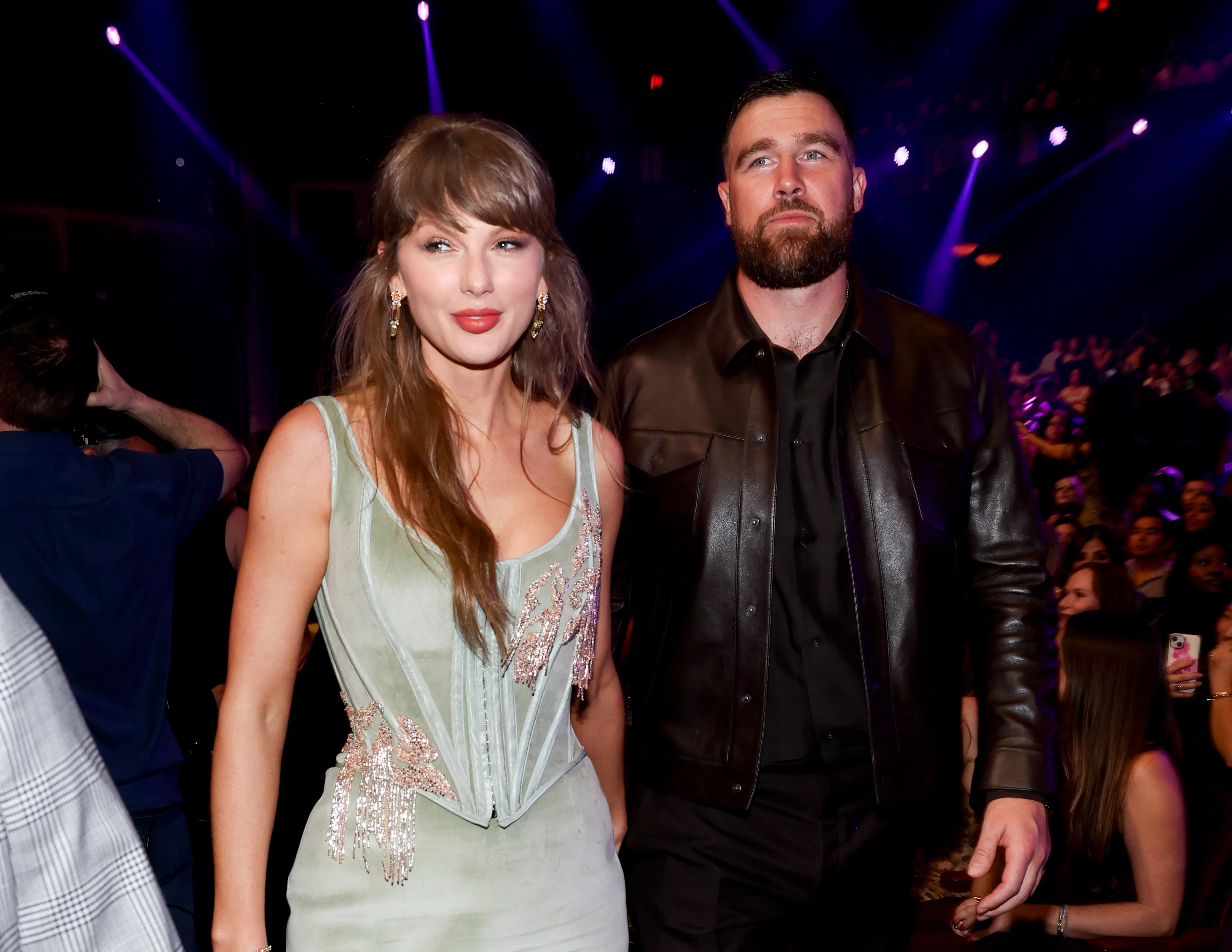 Taylor Swift and Travis Kelce at the 2026 iHeartRadio Music Awards held at Dolby Theatre on March 26...