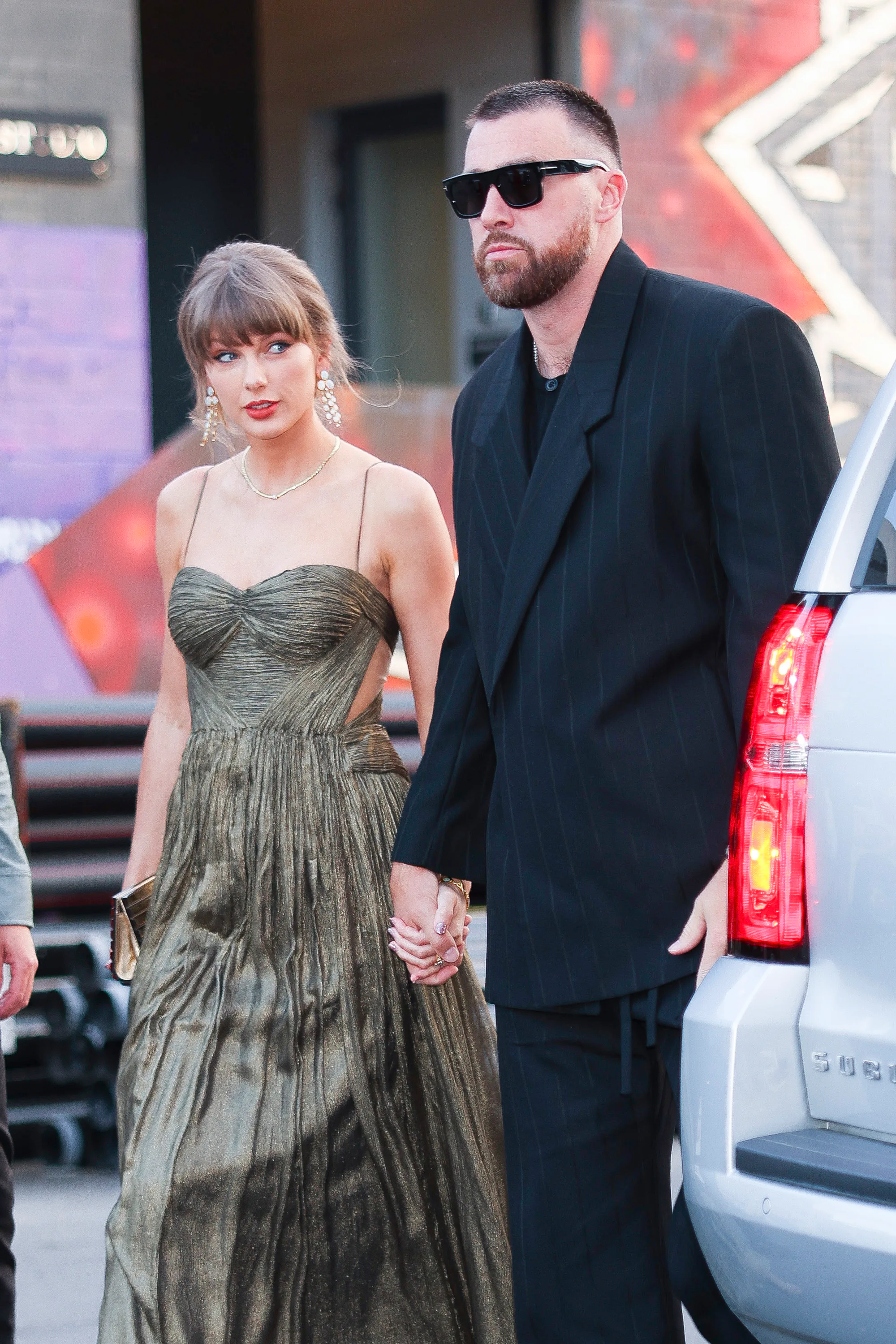 NEW YORK, NEW YORK - MAY 16: Taylor Swift and Travis Kelce out in Brooklyn on May 16, 2026 in New Yo...