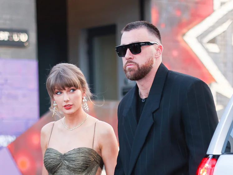 NEW YORK, NEW YORK - MAY 16: Taylor Swift and Travis Kelce out in Brooklyn on May 16, 2026 in New Yo...