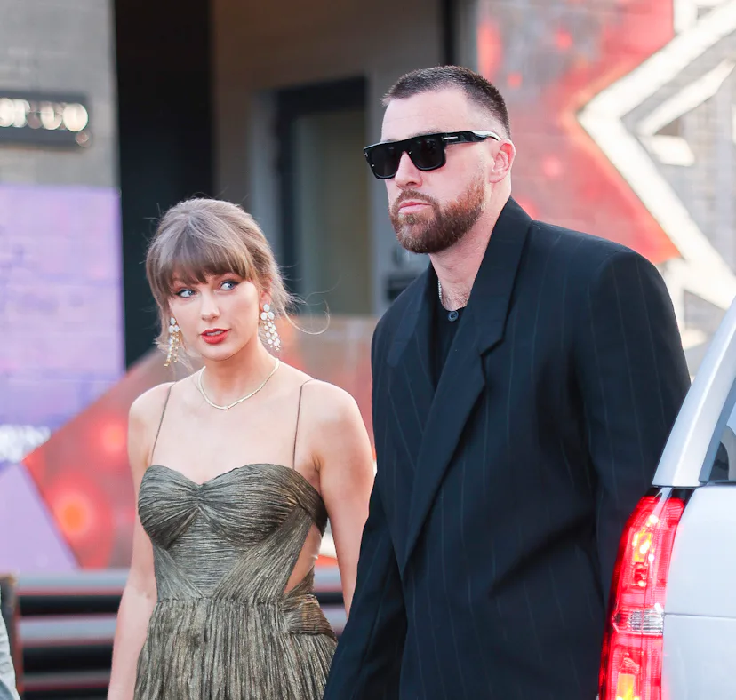 NEW YORK, NEW YORK - MAY 16: Taylor Swift and Travis Kelce out in Brooklyn on May 16, 2026 in New Yo...