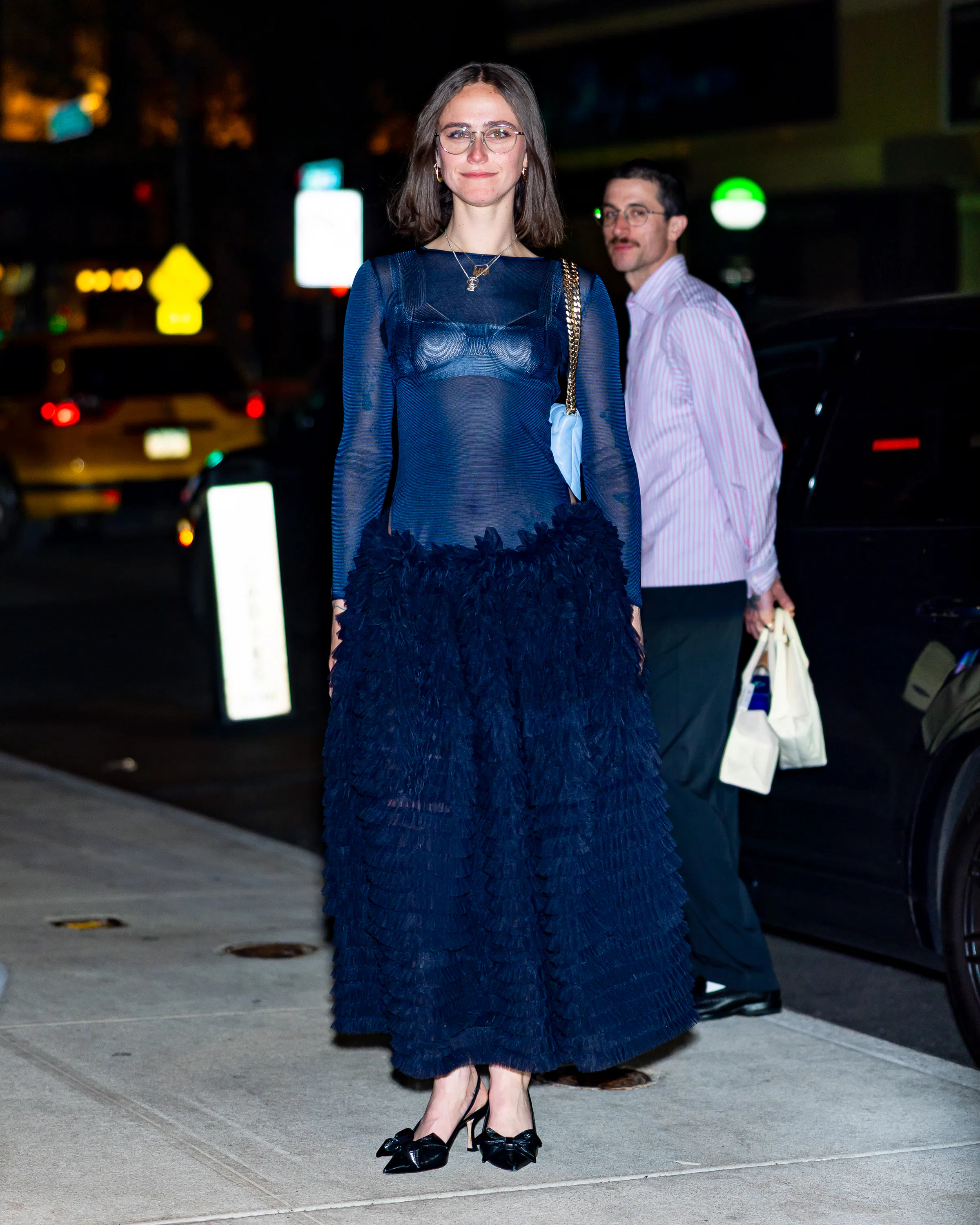 NEW YORK, NEW YORK - MAY 03: Ella Emhoff is seen in NoMad on May 03, 2026 in New York City. (Photo b...