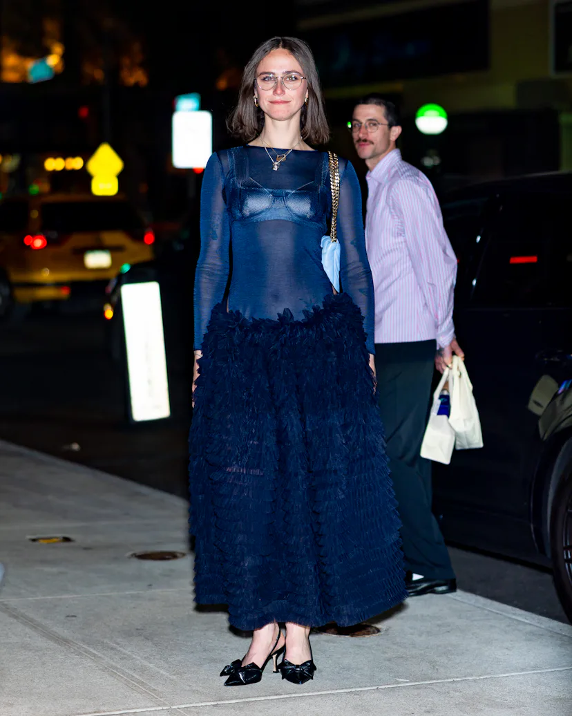 NEW YORK, NEW YORK - MAY 03: Ella Emhoff is seen in NoMad on May 03, 2026 in New York City. (Photo b...