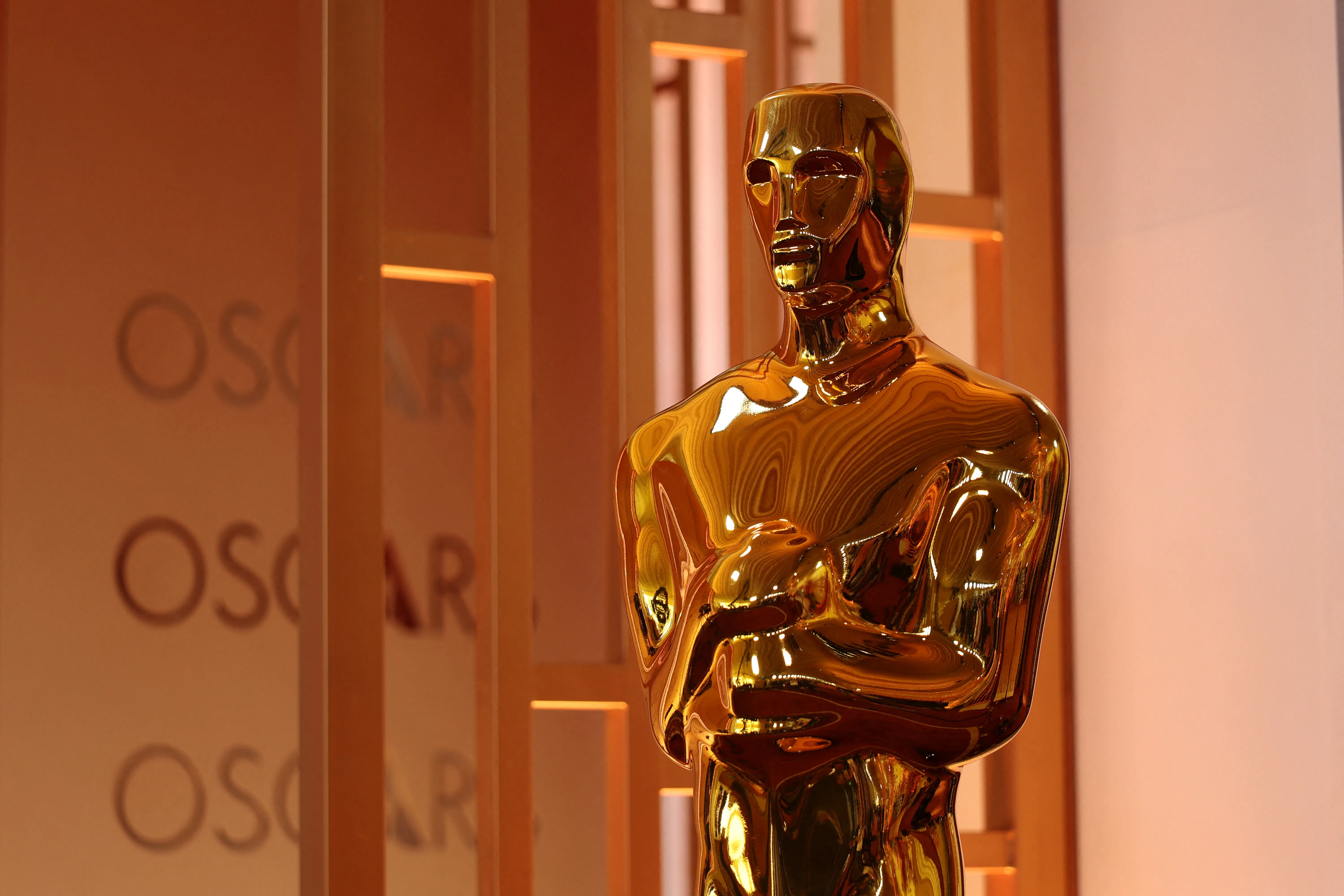 An Oscar statue is seen ahead of the 98th Annual Academy Awards at the Dolby Theatre in Hollywood, C...