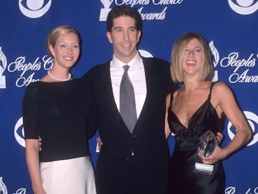 PASADENA,CA - JANUARY 7: Actress Lisa Kudrow, actor David Schwimmer and actress Jennifer Aniston a...