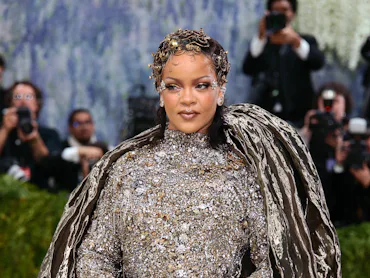 NEW YORK, NEW YORK - MAY 04: Rihanna attends the 2026 Met Gala celebrating "Costume Art" at the Metr...