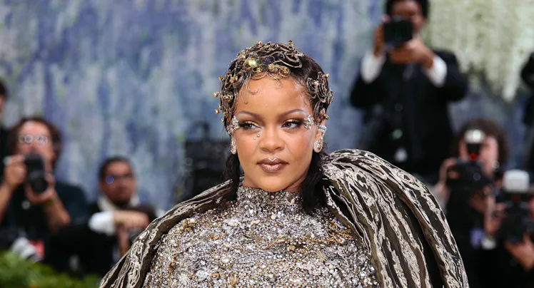 NEW YORK, NEW YORK - MAY 04: Rihanna attends the 2026 Met Gala celebrating "Costume Art" at the Metr...