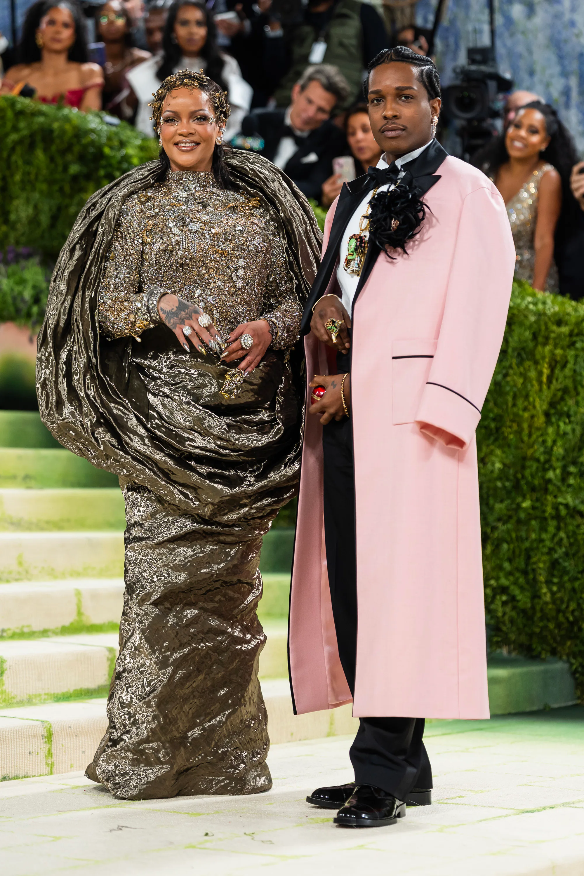 Rihanna (L) and ASAP Rocky attend the 2026 Met Gala