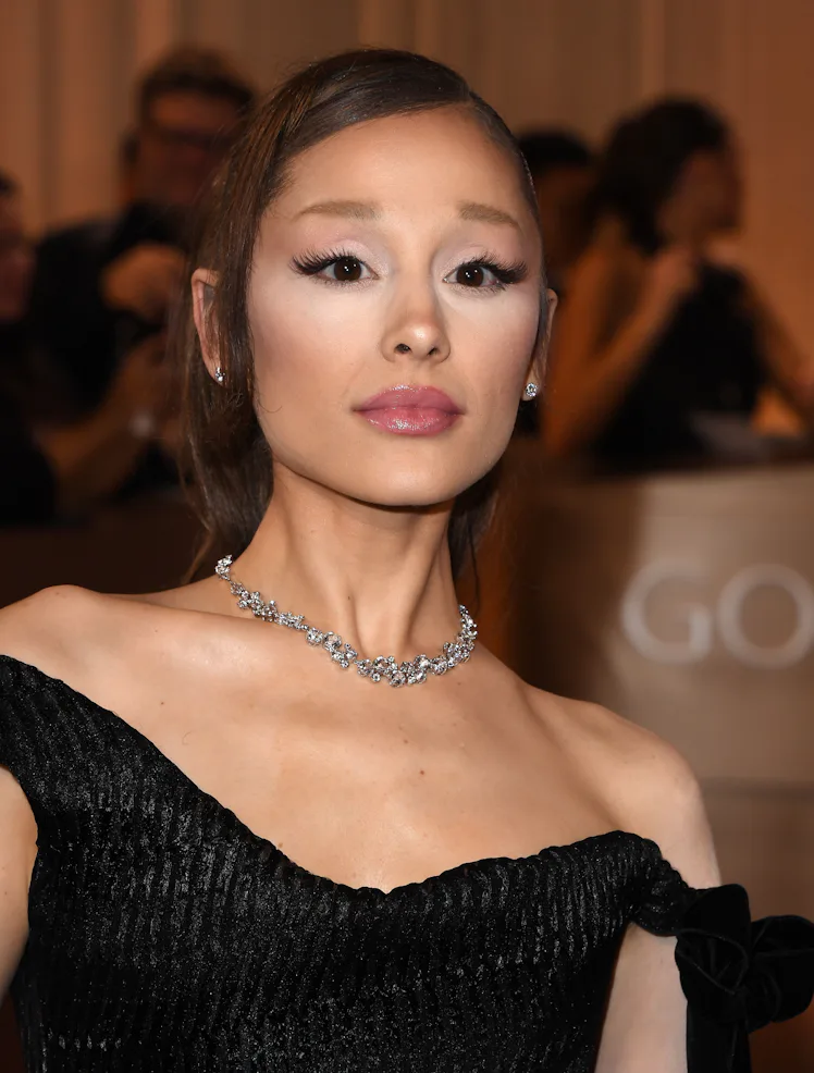 Ariana Grande close up at the 2026 Golden Globe Awards