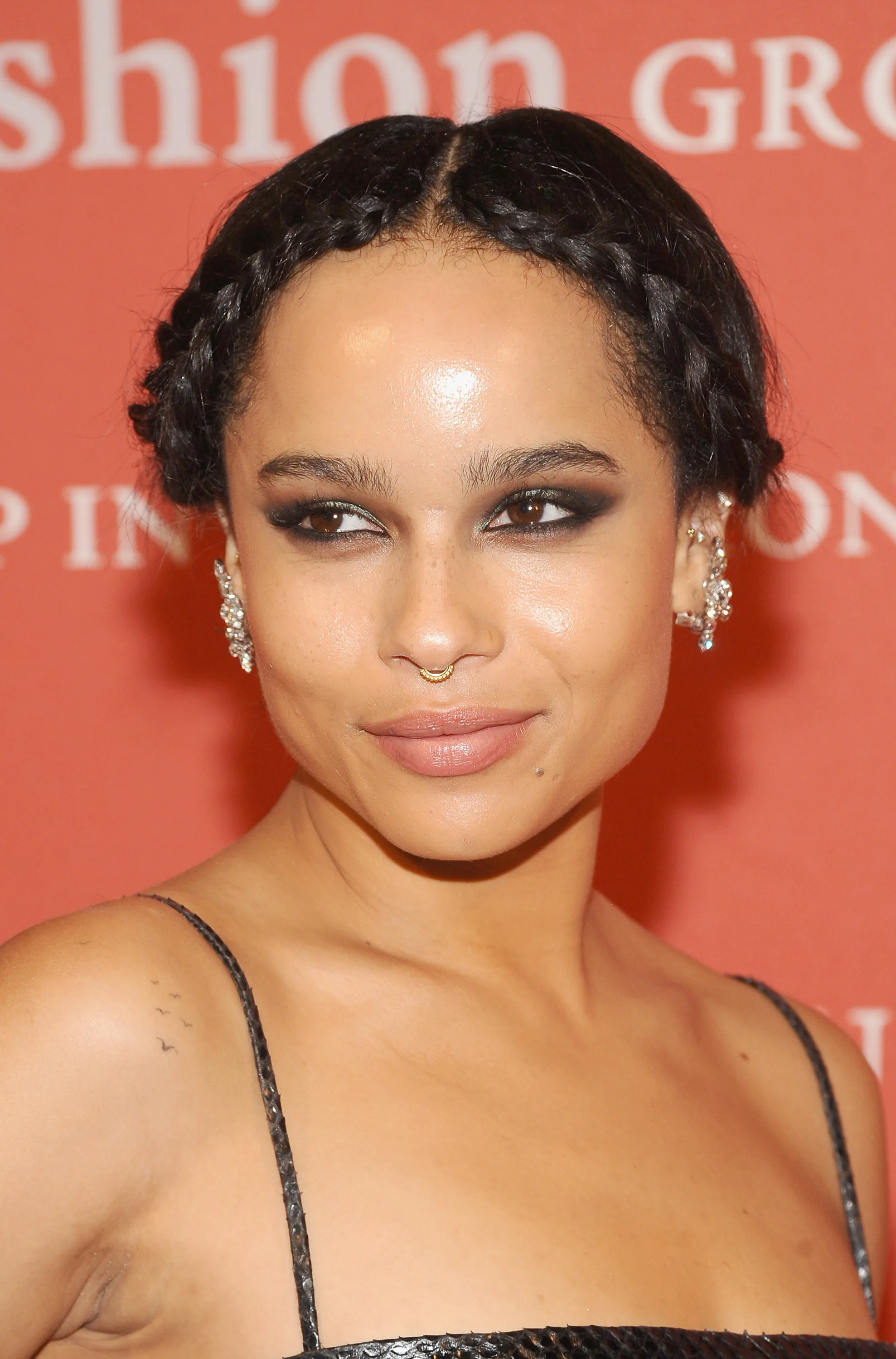 Zoë Kravitz attends the 30th Annual Night Of Stars with a smoky eye and milkmaid braids