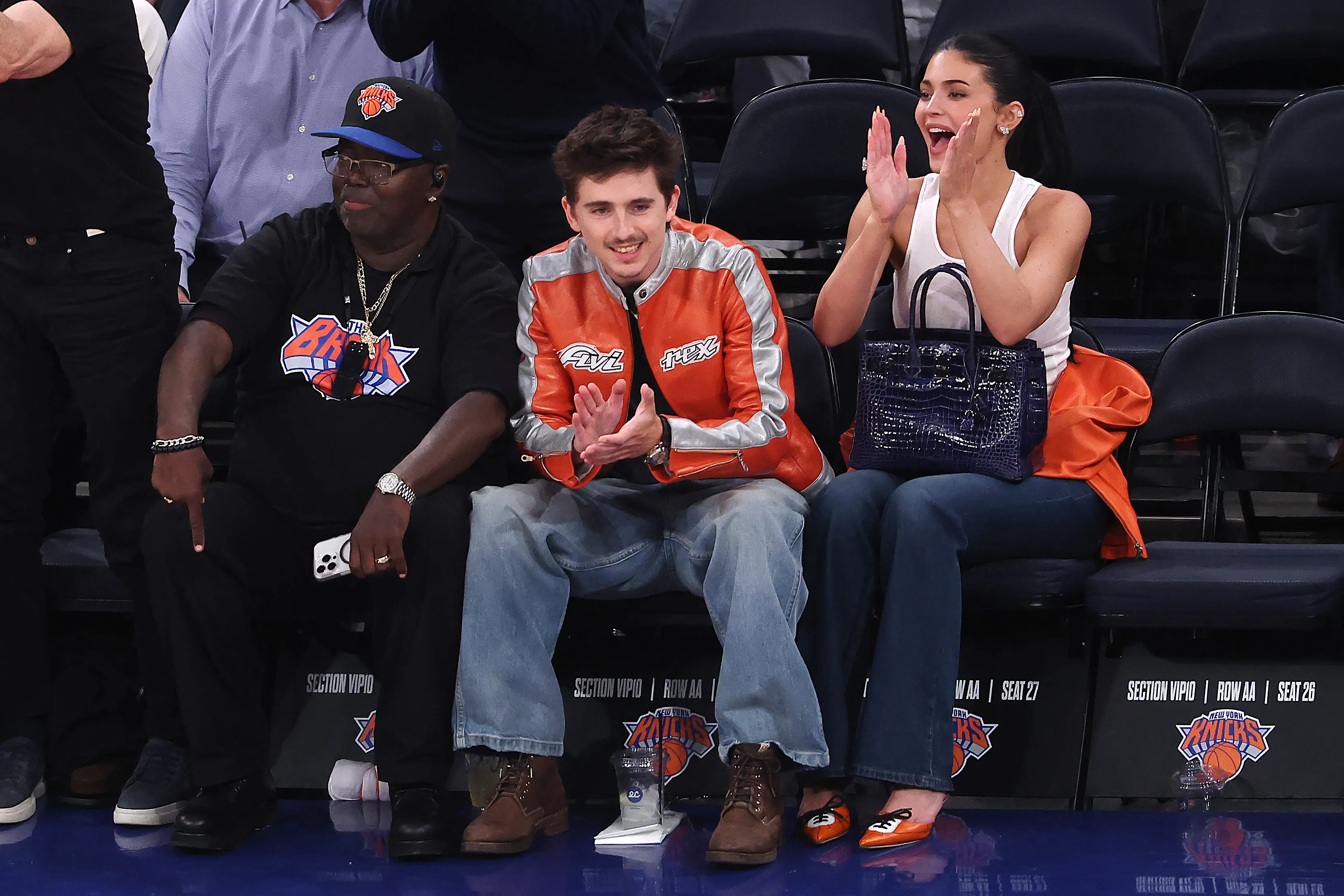 Kylie Jenner's Stylish Knicks Game Look Timothee Chalamet