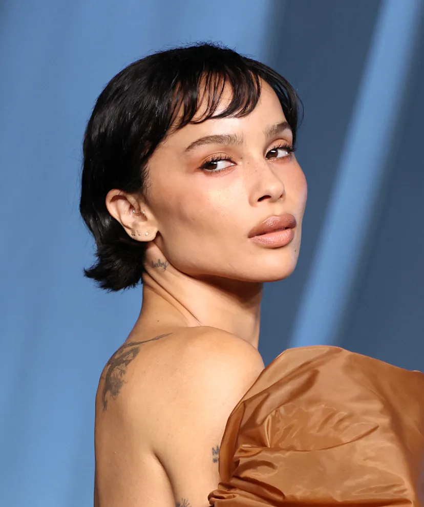 Zoë Kravitz attends the 5th Annual Academy Museum Gala with a bixie hairstyle