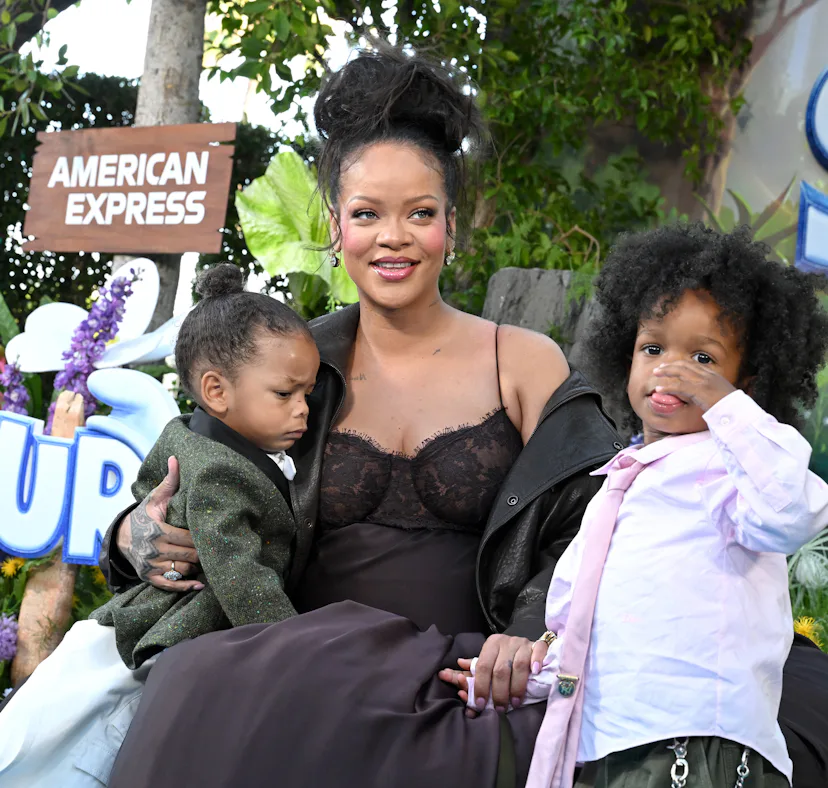 Rihanna got a drawing that her kids RZA, Riot, and Rocki created tattooed on her leg.