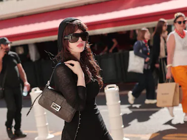 Sophie Thatcher wearing bug eye sunglasses