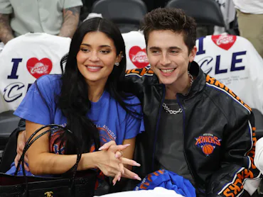 CLEVELAND, OHIO - MAY 25: Kylie Jenner and actor Timothée Chalamet attend Game Four of the NBA East...