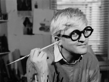 English pop artist, printmaker, stage designer and photographer David Hockney in his Bayswater studi...