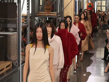 Models walk the runway during the Max Mara Resort 2027 Resort Show at Long museum on June 16, 2026 i...