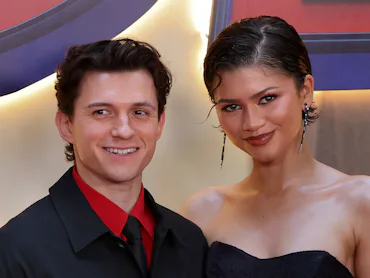 US actress Zendaya and British actor Tom Holland pose during a photocall for « Spider-Man: brand new...