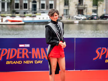 US actress Zendaya poses during a photocall for "Spider-Man: brand new day" movie at Museum H'Art, i...