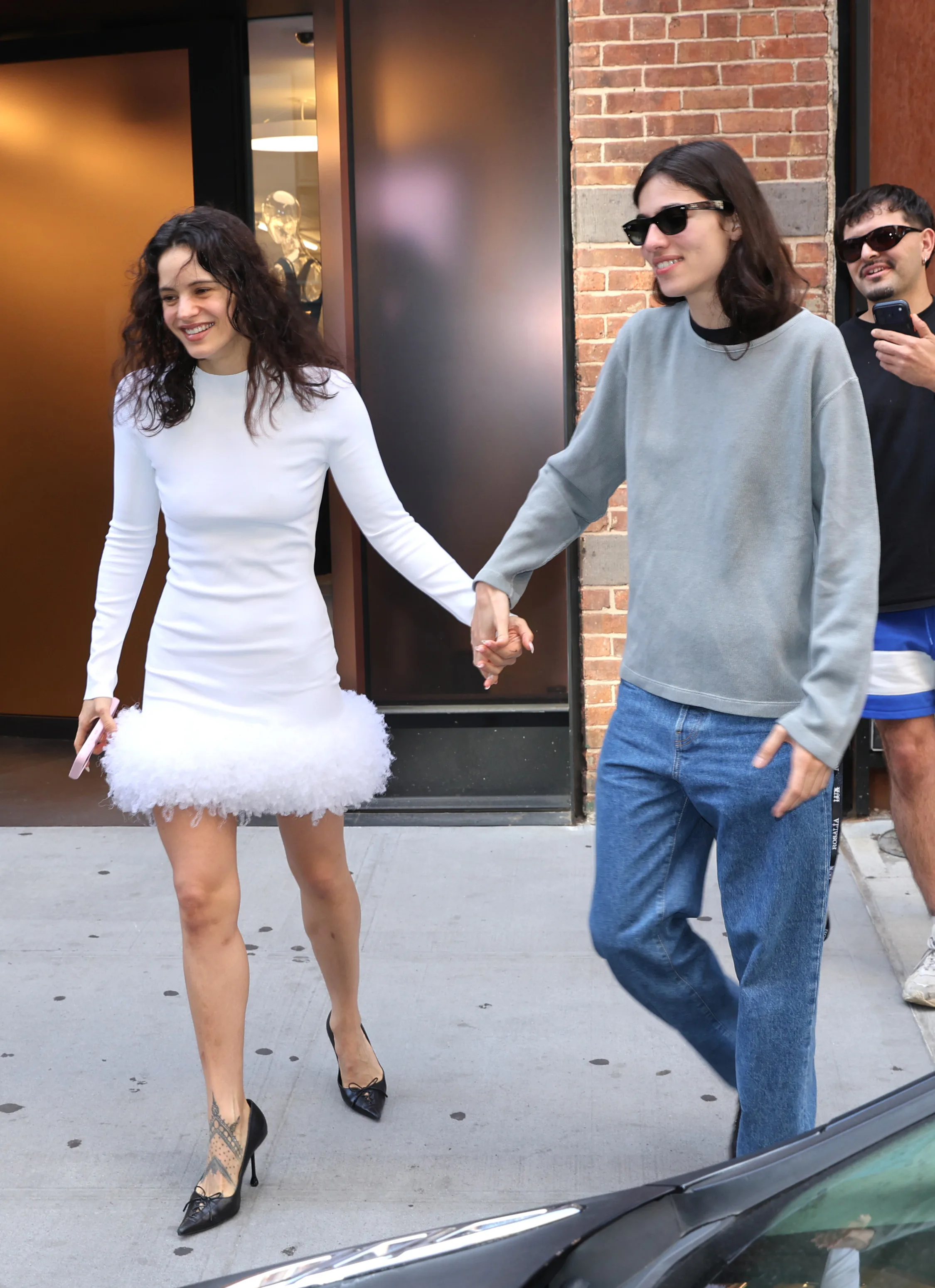 NEW YORK, NY - JUNE 17: Rosalia (L) and Loli Bahia are seen leaving her New York City Hotel with Lol...