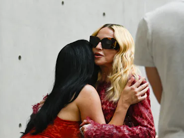 Charli xcx and Madonna at the Saint Laurent fashion show as part of Paris Men's Spring-Summer 2027 f...