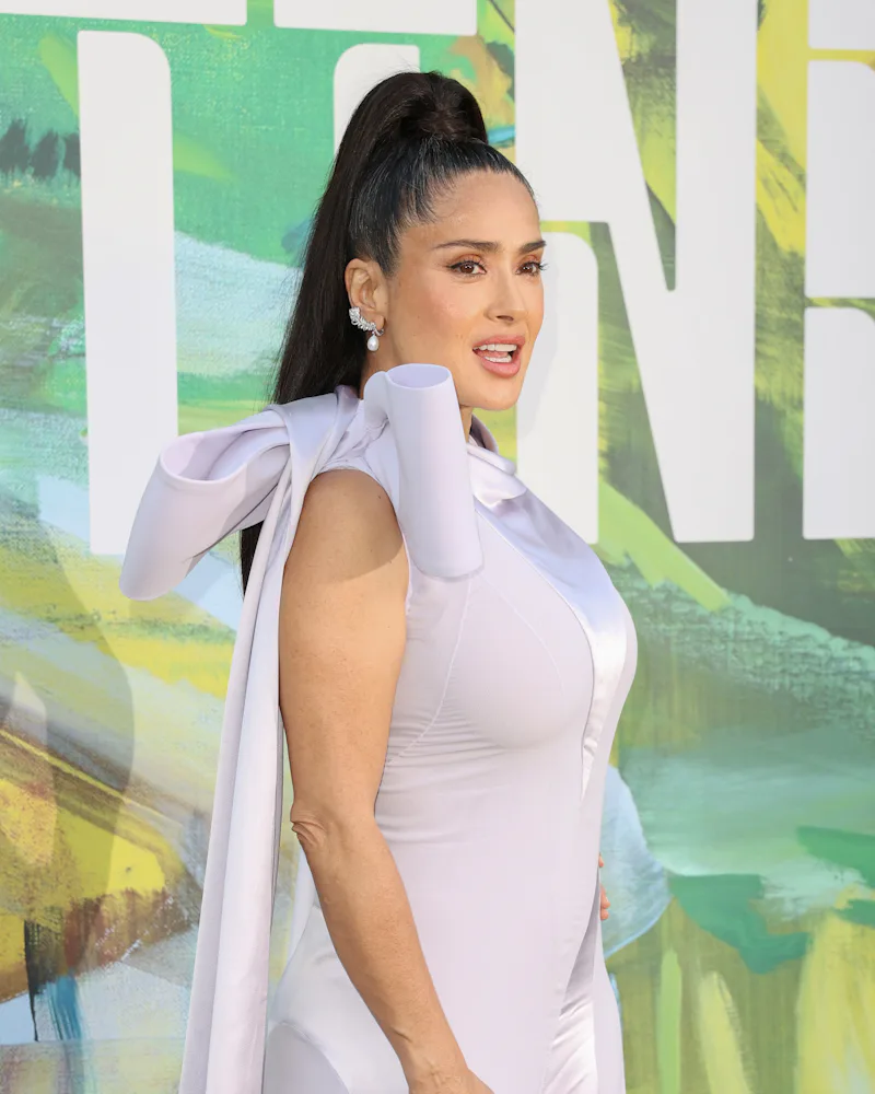 Salma Hayek at the Serpentine Summer Party with a snatched high ponytail