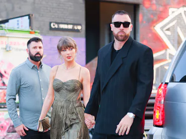 NEW YORK, NEW YORK - MAY 16: Taylor Swift and Travis Kelce out in Brooklyn on May 16, 2026 in New Yo...