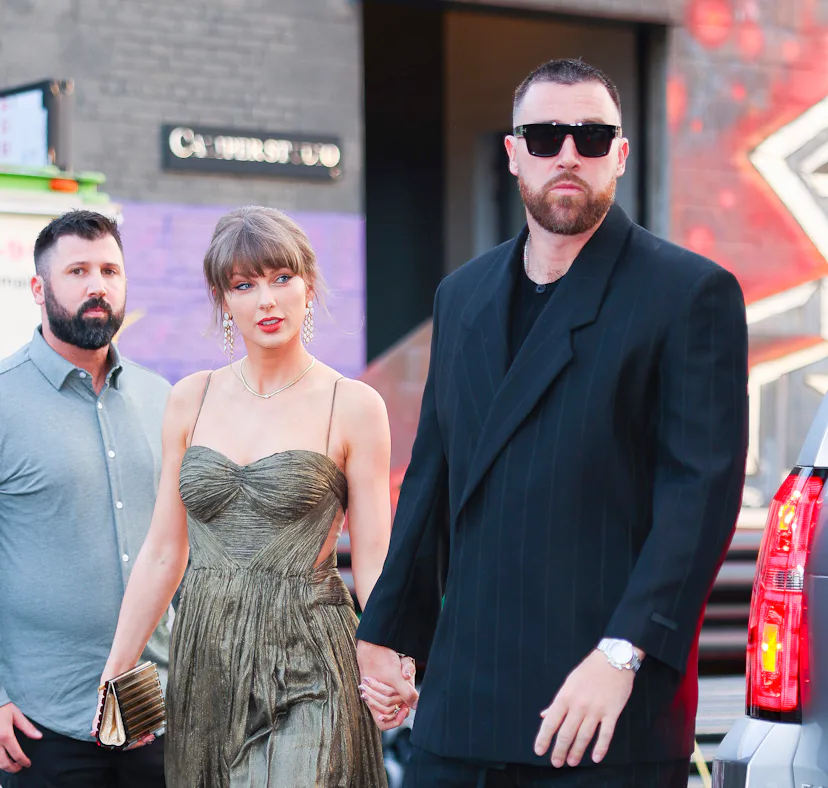 NEW YORK, NEW YORK - MAY 16: Taylor Swift and Travis Kelce out in Brooklyn on May 16, 2026 in New Yo...