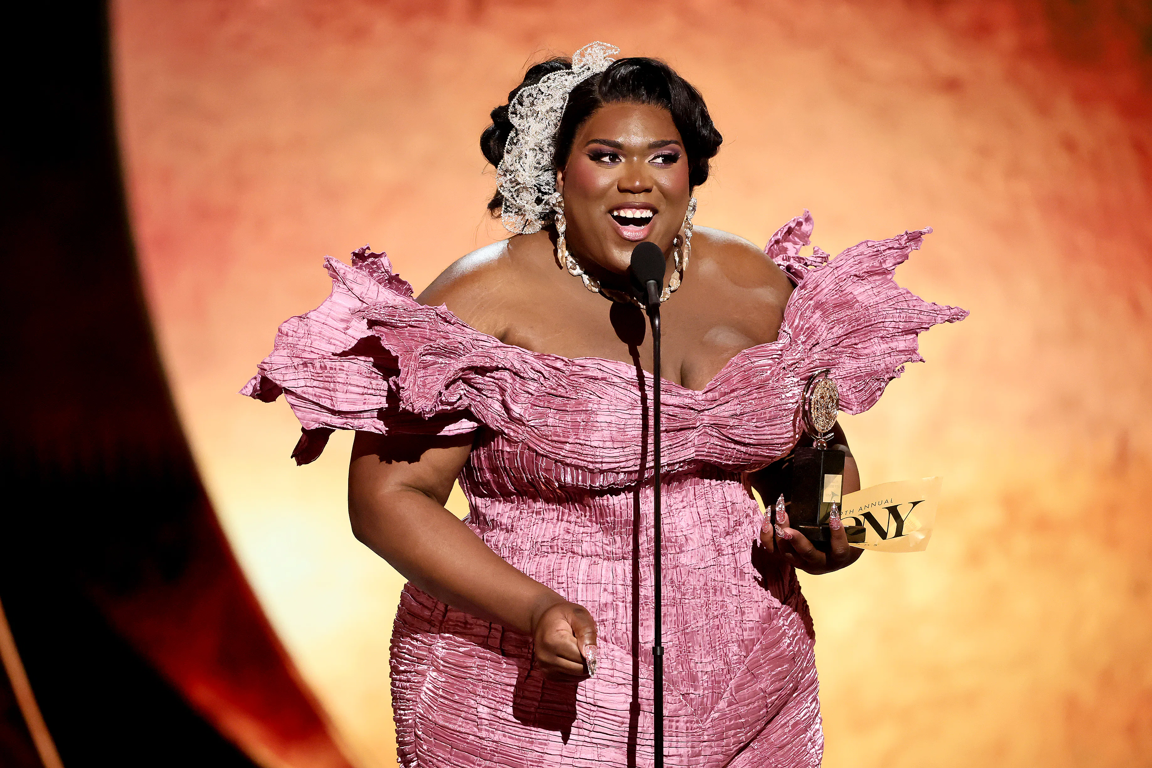 NEW YORK, NEW YORK - JUNE 07: Qween Jean accepts the Best Costume Design of a Musical award for Cats...