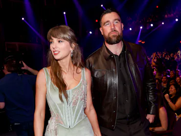 Taylor Swift and Travis Kelce at the 2026 iHeartRadio Music Awards held at Dolby Theatre on March 26...