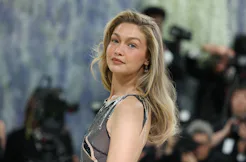 US model Gigi Hadid arrives for the 2026 Met Gala celebrating "Costume Art" at the Metropolitan Muse...